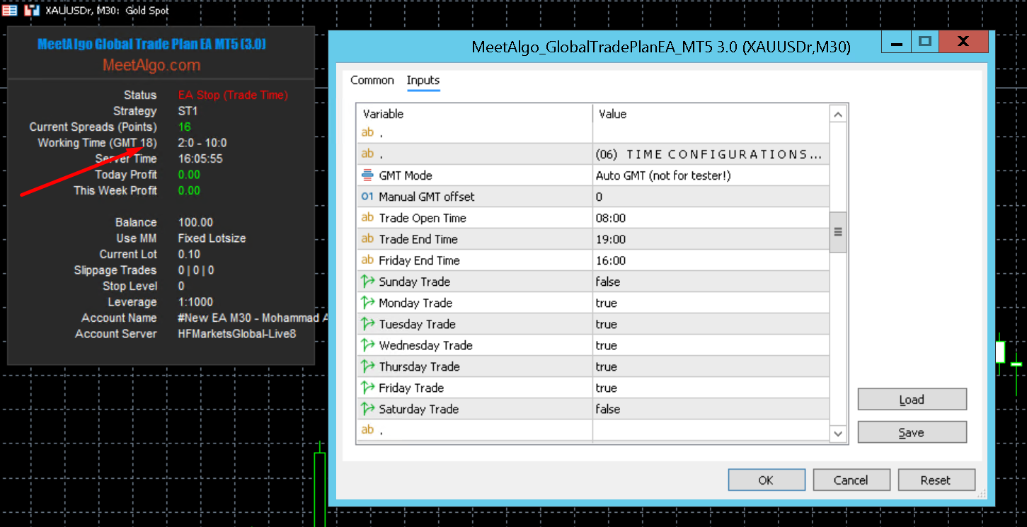 Auto GMT showing wrong broker GMT for EA time filter settings