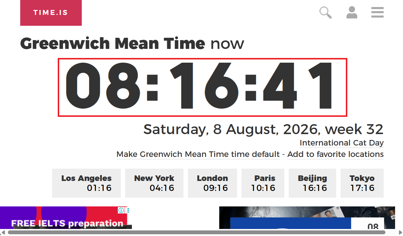 Compare broker server time with Greenwich Mean Time on time.is GMT